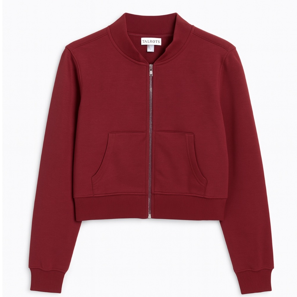REFUGE ATHLETICS | Burgundy Cropped Zipper Sweater